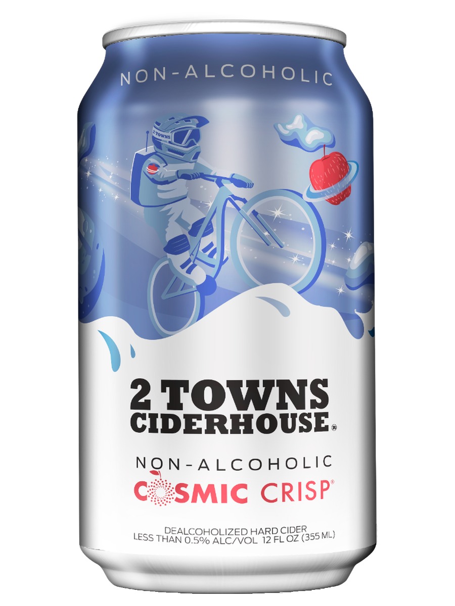 2 Towns Ciderhouse Sidekick Cosmic Crisp non-alcoholic dealcoholized hard cider, 12 oz can