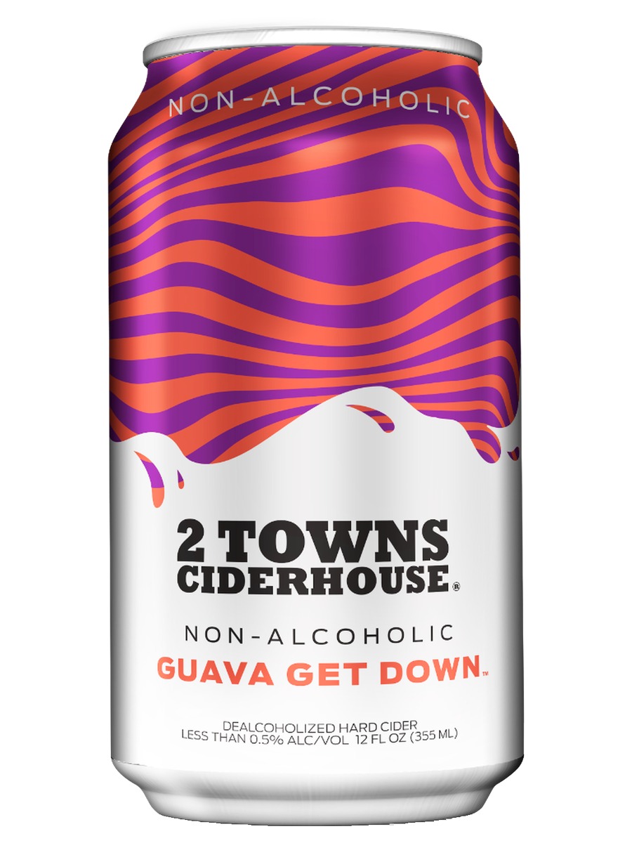 2 Towns Ciderhouse Sidekick Guava Get Down non-alcoholic dealcoholized hard cider, 12 oz can