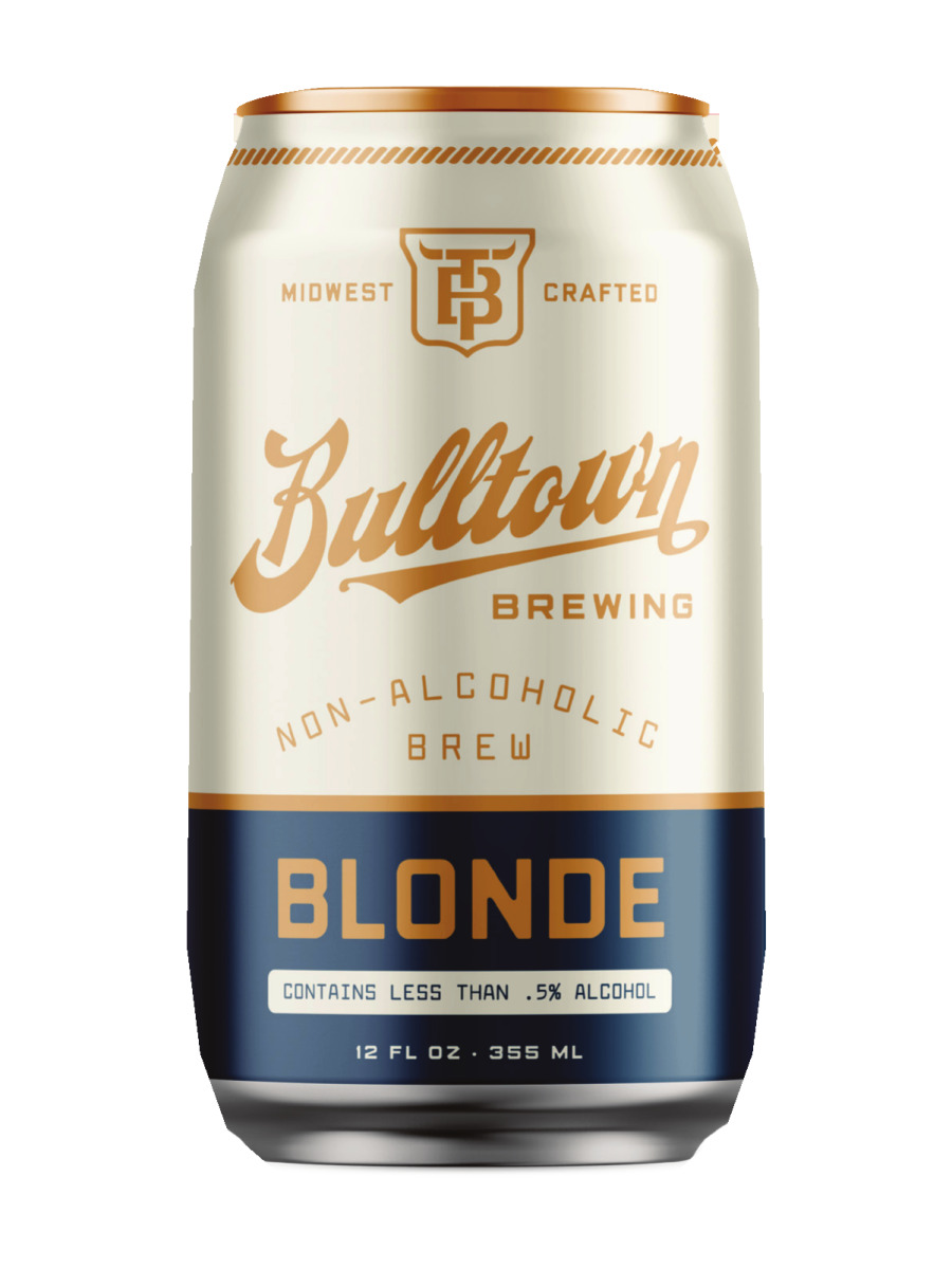 Bulltown Brewing Blonde nonalcoholic beer, one 12 fl oz can