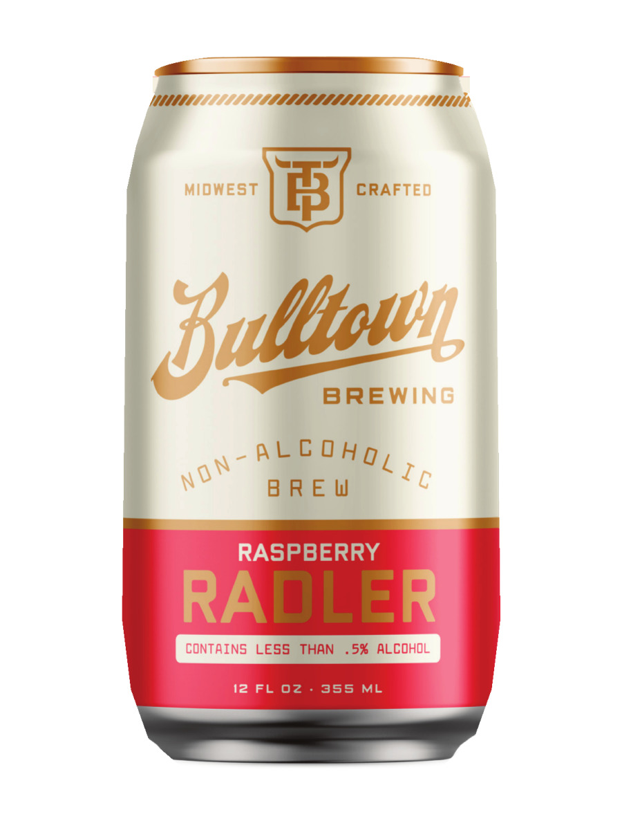 Bulltown Brewing Raspberry Radler nonalcoholic beer, one 12 fl oz can