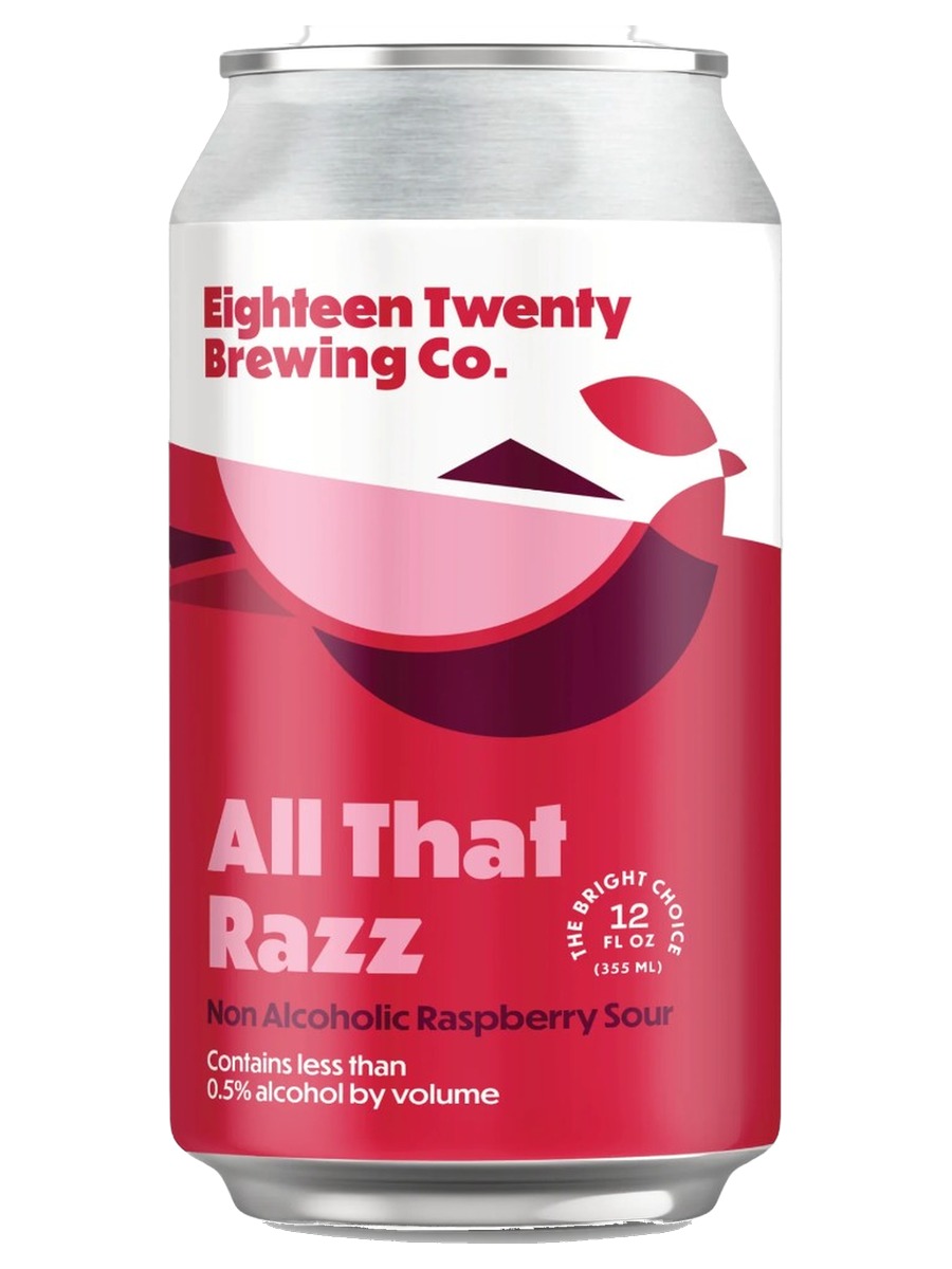 Eighteen Twenty All That Razz can, less than 0.5% alcohol by volume, 12 fl oz