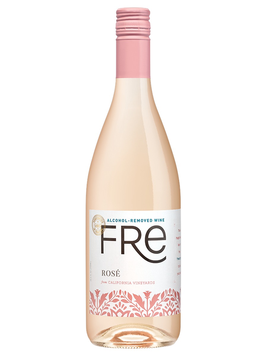 FRE Alcohol-Removed Rosé, a single pale bottle with a pink cap and the full front label