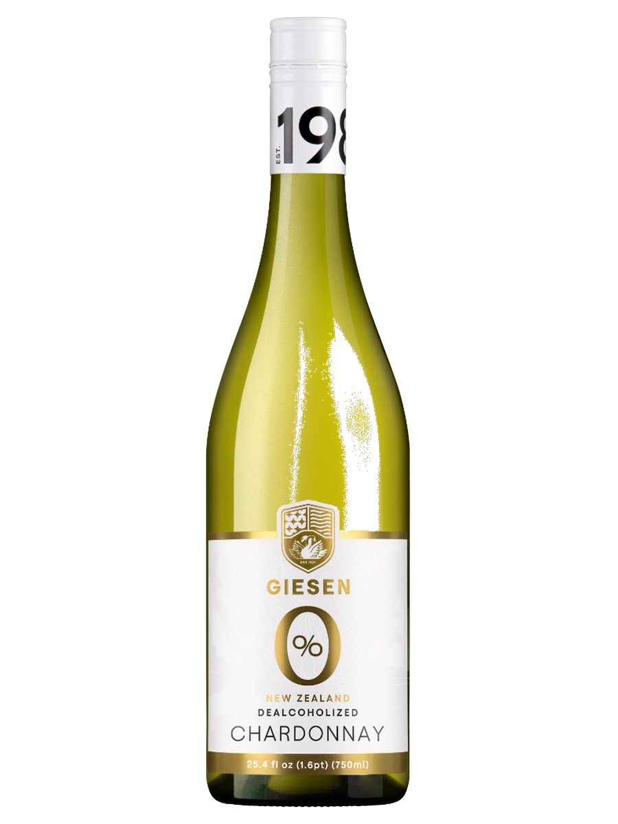Giesen 0% Dealcoholized New Zealand Chardonnay bottle with a white label