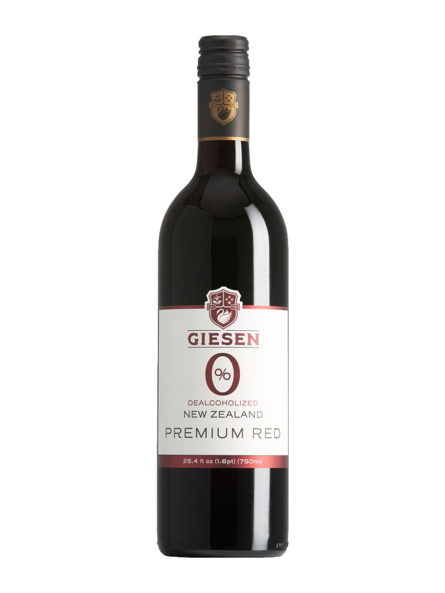 Giesen 0% Dealcoholized New Zealand Premium Red bottle with a white label