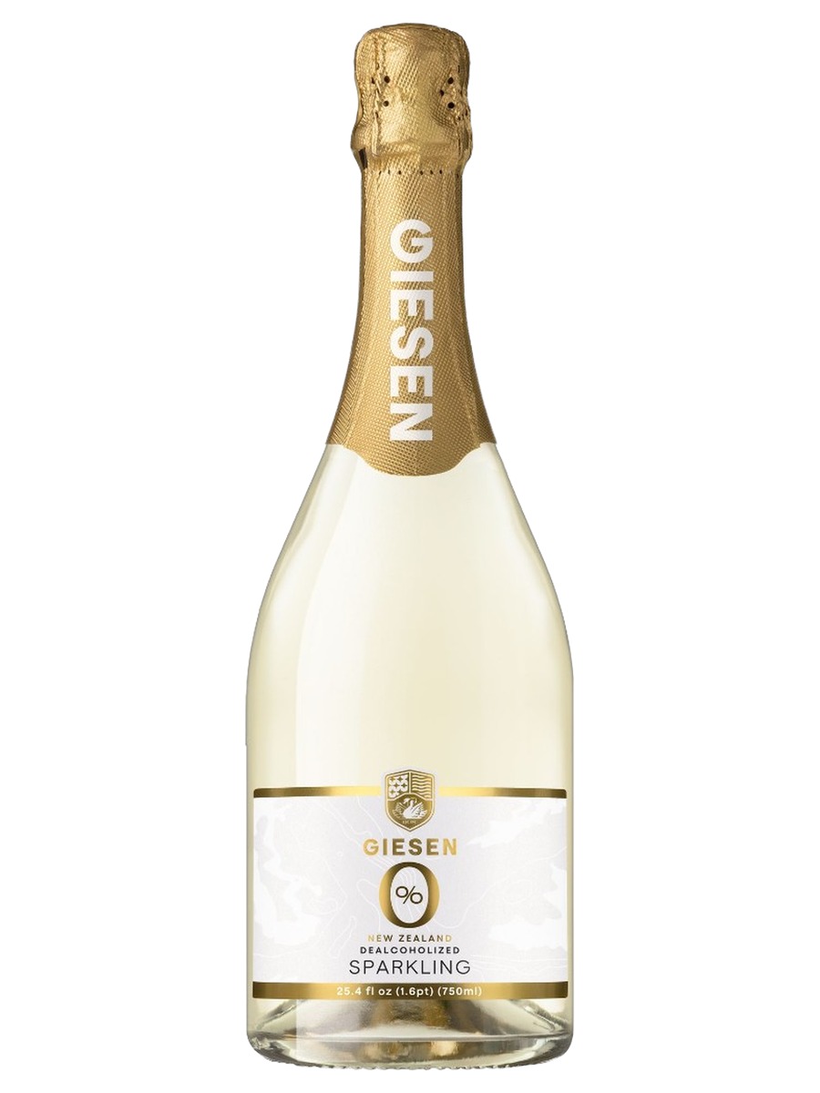 Giesen 0% Dealcoholized New Zealand Sparkling bottle with a gold foil and white label