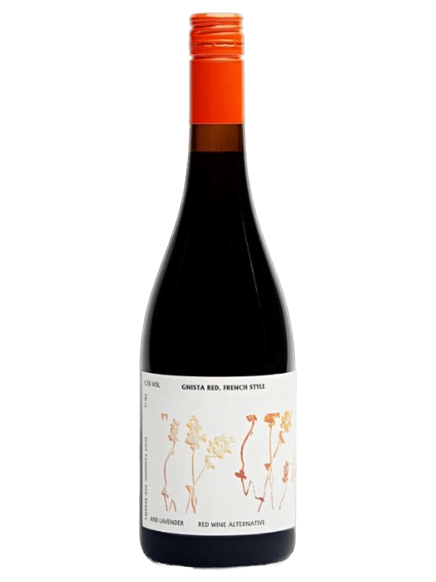 Gnista Red French Style bottle, labeled a red wine alternative with lavender