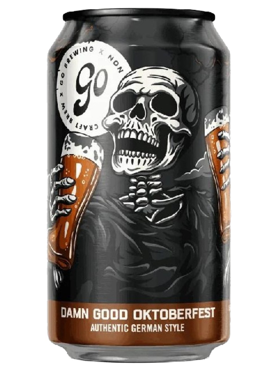 Go Brewing Damn Good Oktoberfest, one 12 oz can with its front label
