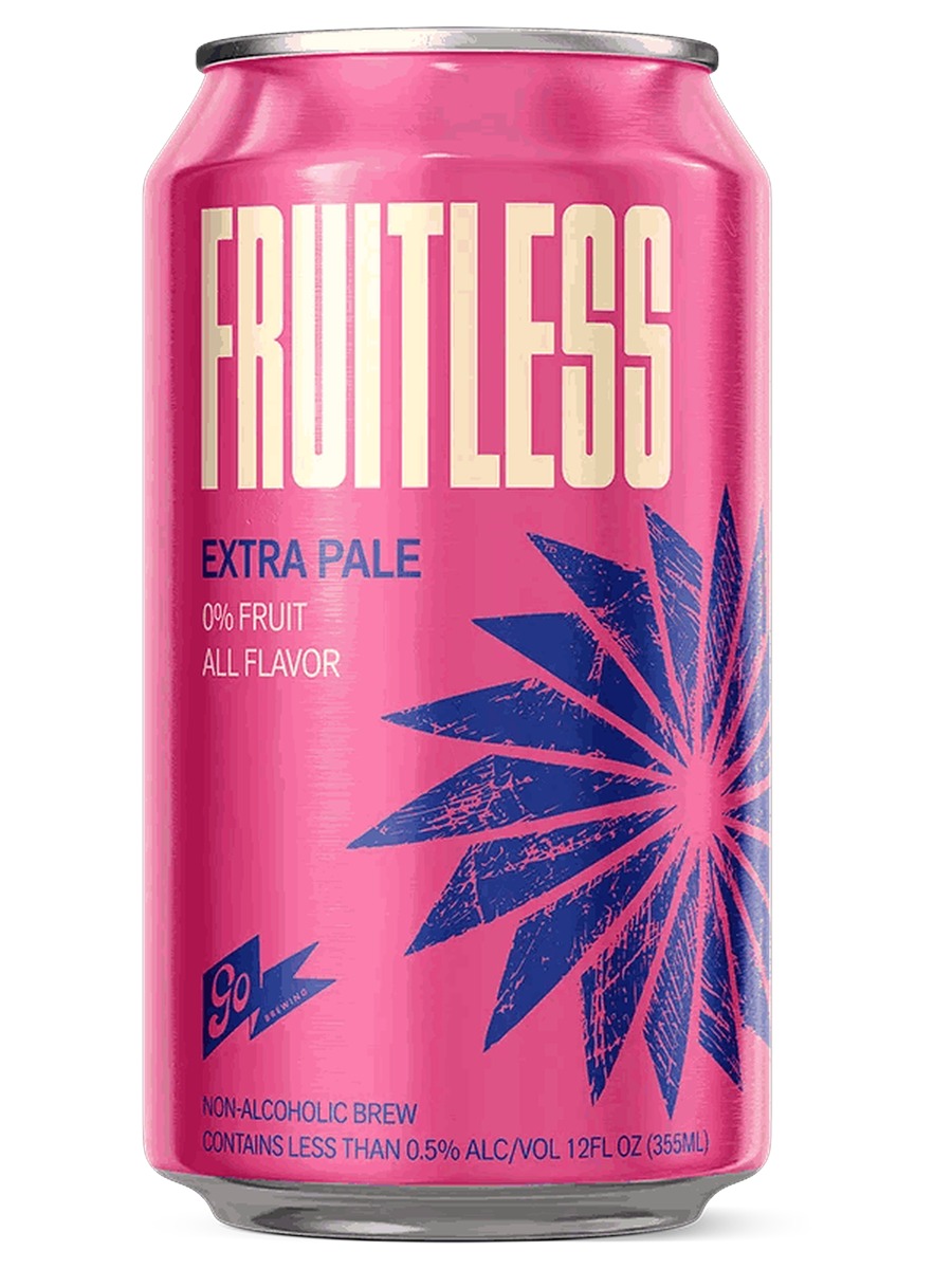 Go Brewing Fruitless Extra Pale, one pink 355 ml can