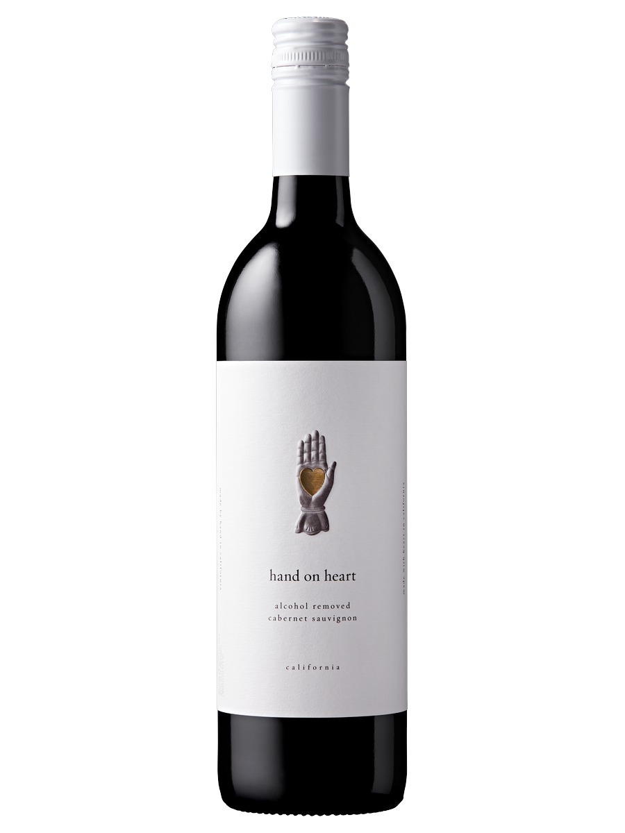 Hand on Heart alcohol-removed Cabernet Sauvignon bottle, California