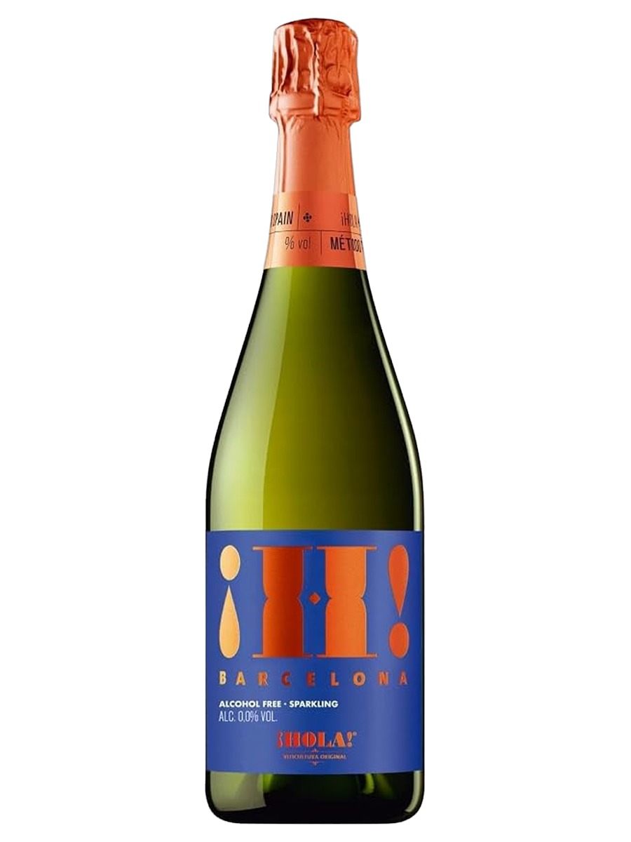 ¡Hola! 0.0% Sparkling bottle, green glass with a blue ¡H! Barcelona label