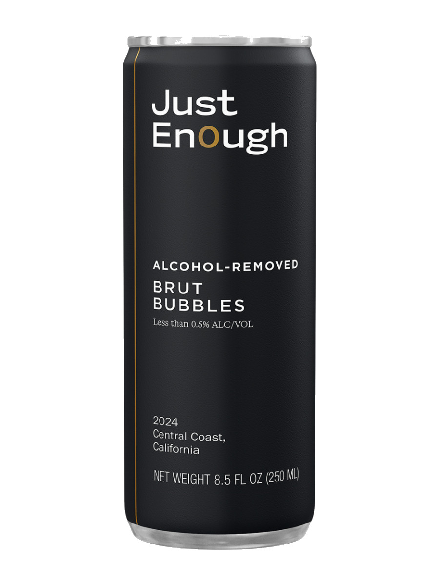 Just Enough Non-Alcoholic Brut Bubbles, one black 250 ml can
