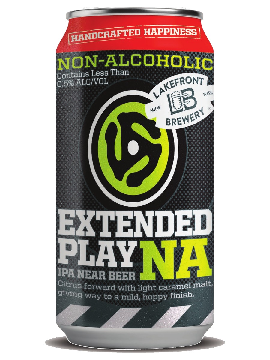 Lakefront Brewery Extended Play NA, one complete can with its red, charcoal and green front label