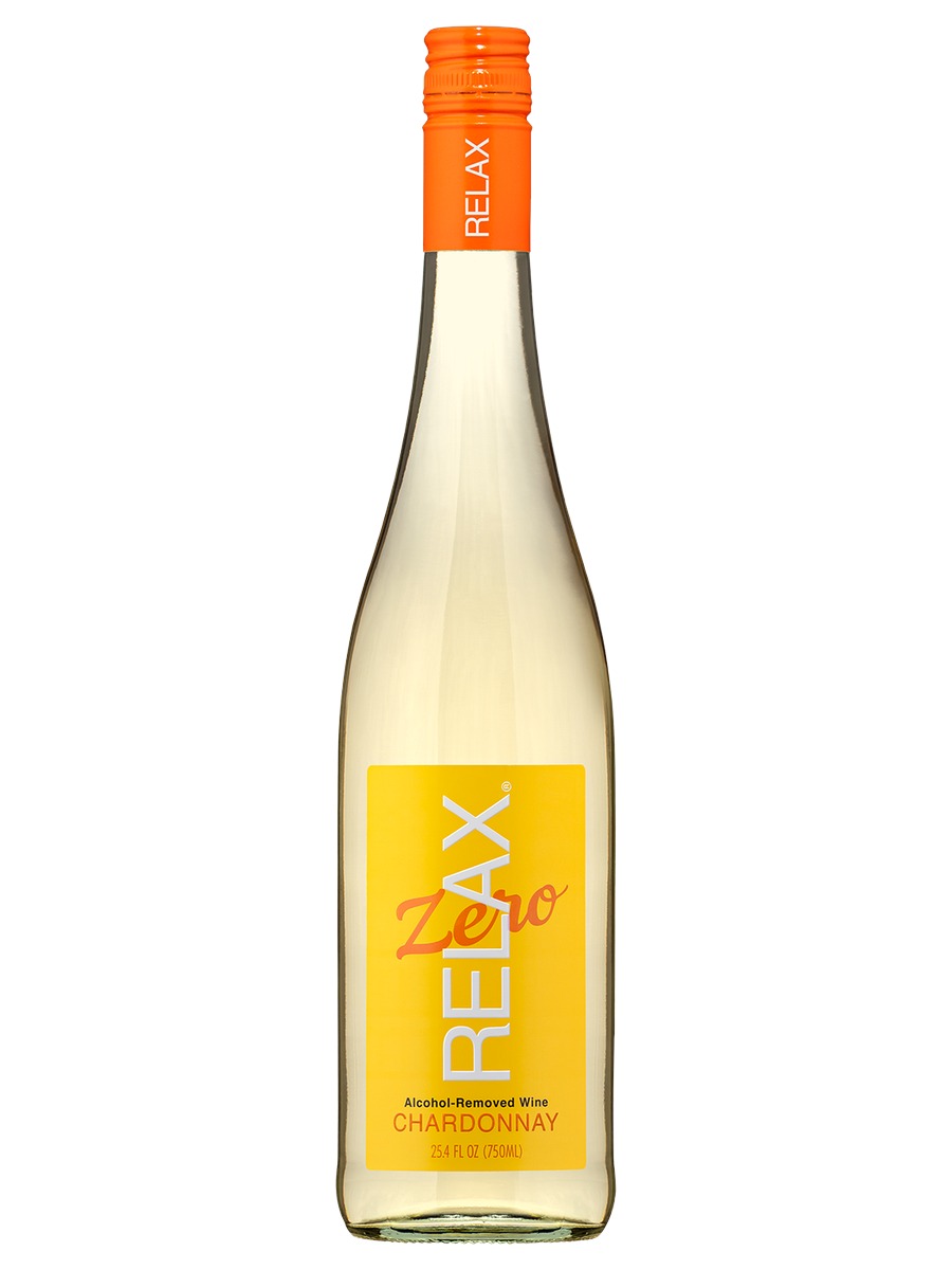 RELAX Zero alcohol-removed Chardonnay, orange cap and yellow label, 750 ml bottle