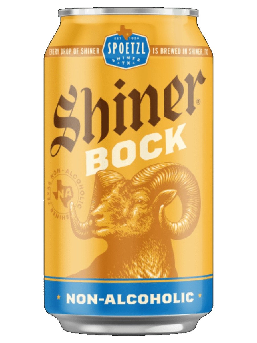 Shiner Bock Non-Alcoholic can, Spoetzl, brewed in Shiner, Texas