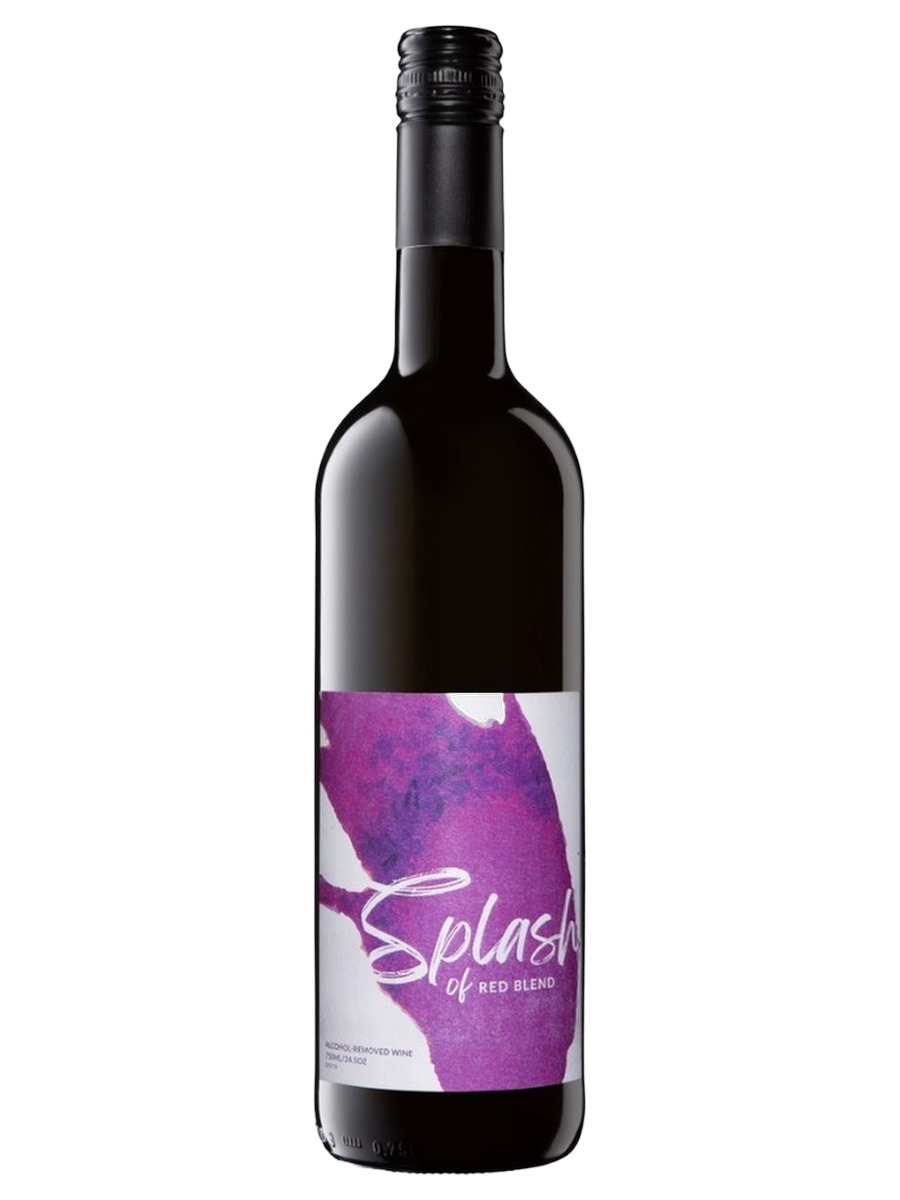 Splash of Red Blend alcohol-removed wine bottle, purple wash label