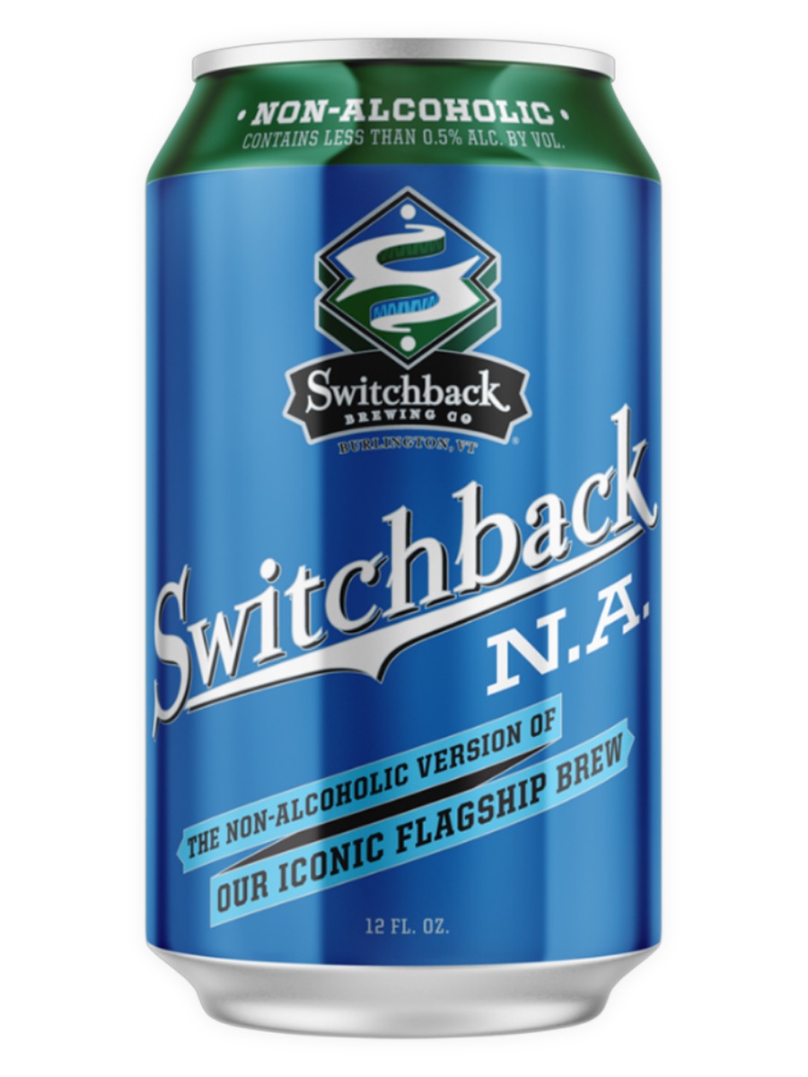 Switchback N.A. Ale, one blue and green 12 fl oz can