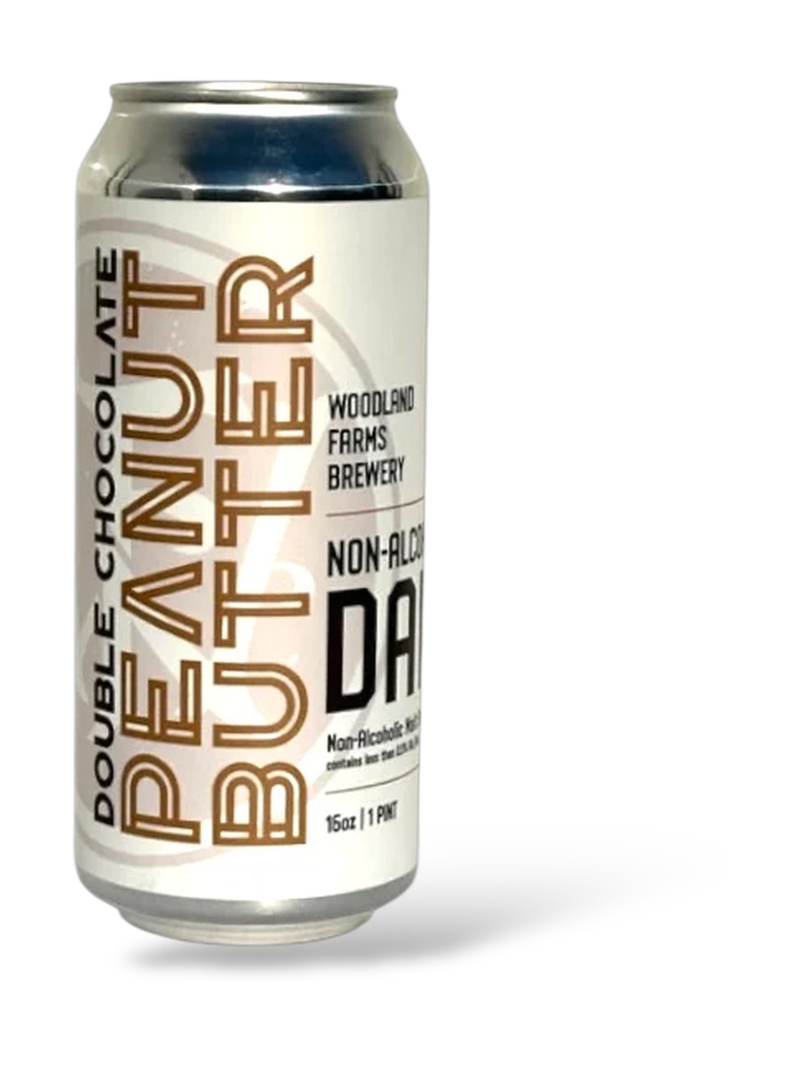 Woodland Farms Double Chocolate Peanut Butter Dark can, 16 oz, less than 0.5% alcohol by volume