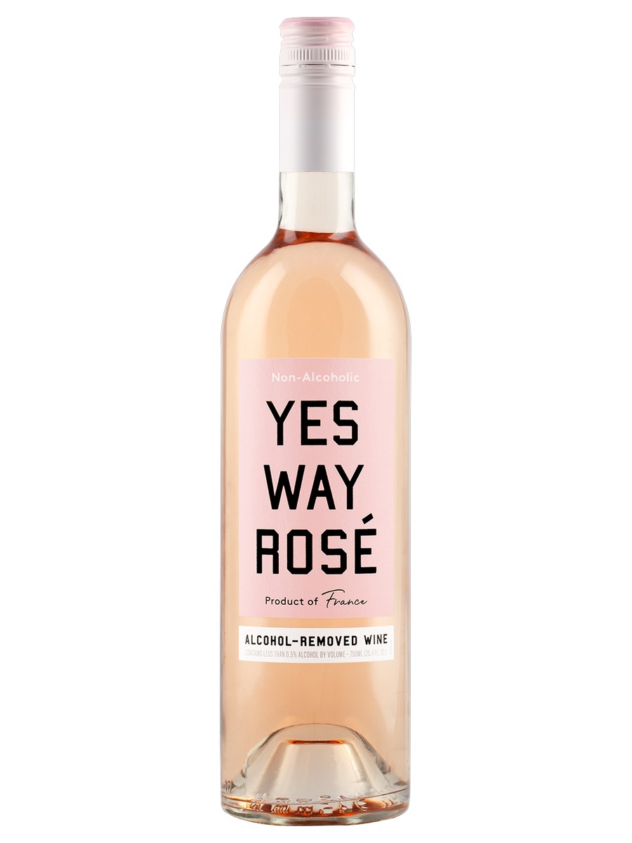 Yes Way Non-Alcoholic Rosé bottle, labeled alcohol-removed wine